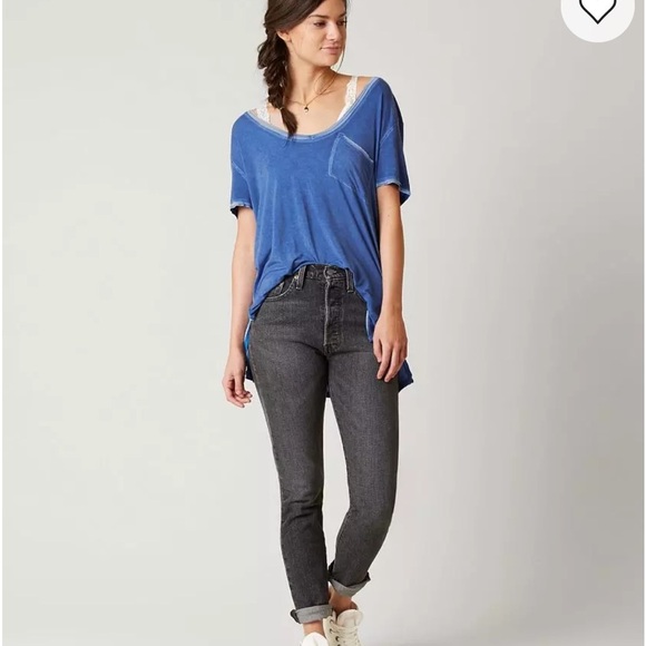 Free People Sapphire Blue Rising Sun T-Shirt - Picture 1 of 13